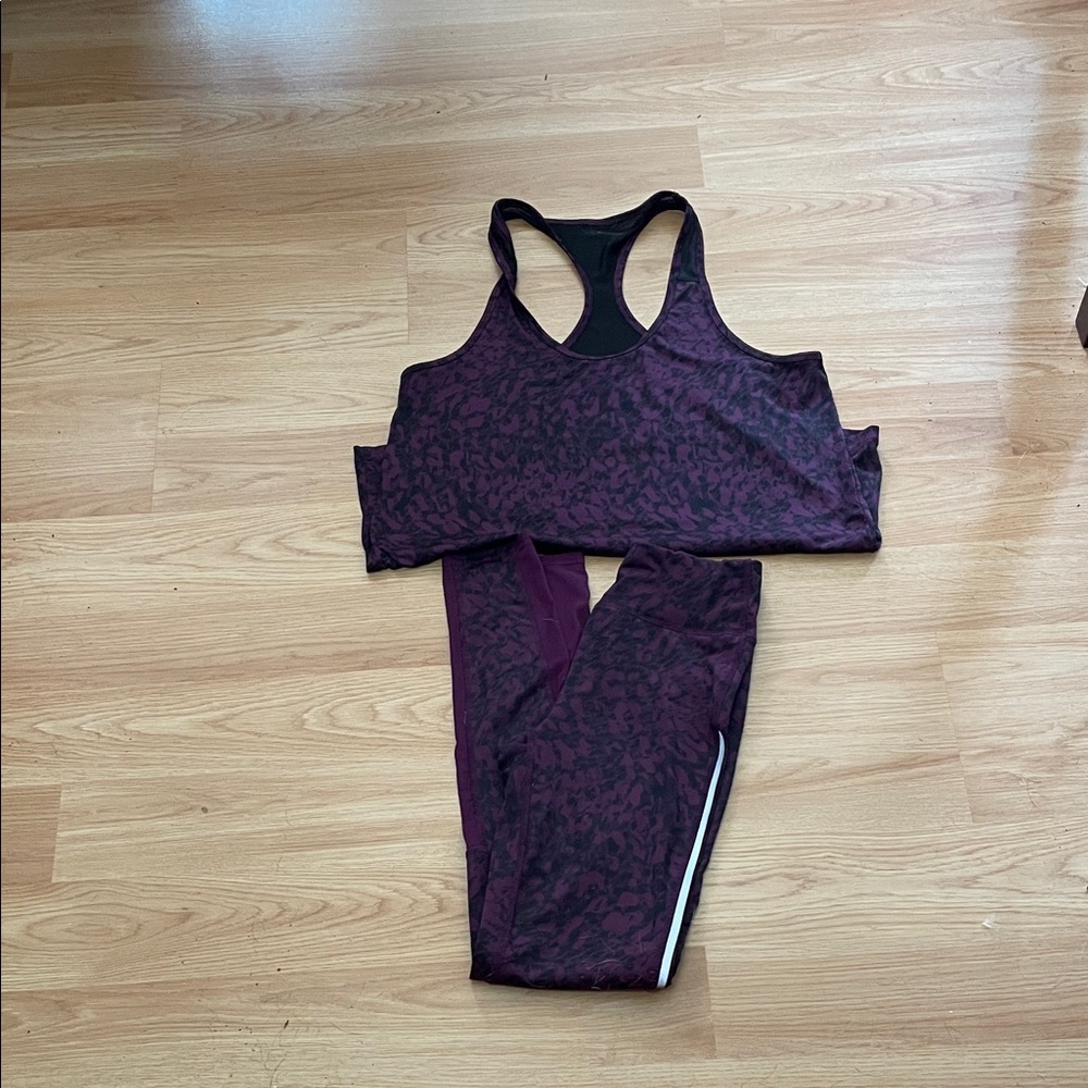 Athletic Works Two-Piece Set – XS | Black & Purple Cheetah Print